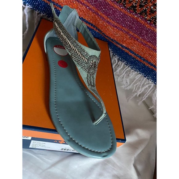 NIB Arturo Chiang blue sandal chain design back zip sz 8 - Picture 3 of 6